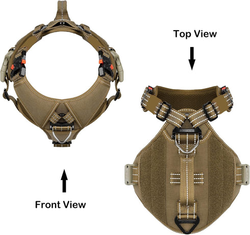 ICEFANG GN8 Quick-Moving Tactical Dog Harness with 2x Metal Buckles for X-Large Dogs, Reflective K9 Vest