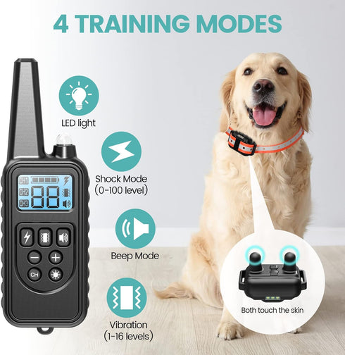 F-color Dog Training Collar with Remote, 2600ft Shock Collar for Small Medium Large Dogs, Waterproof Dog Shock Collar