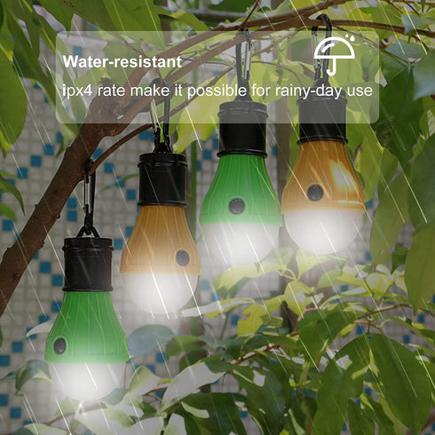 LED Camping Tent Lantern, Portable Waterproof Emergency Light Bulb, Battery Powered, 4 Packs