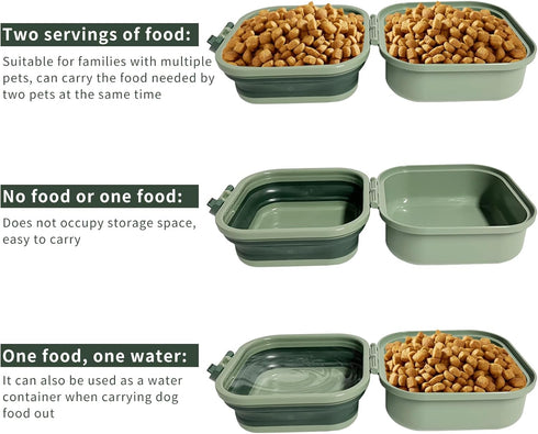 Collapsible Dog Water Bowl, Portable 2-in-1 Pet Food and Water Feeder for Traveling, Camping, Hiking