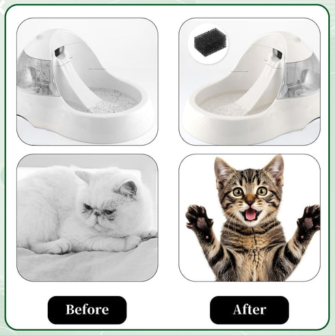 IANFAN 10 92oz/2.8L Pcs Cat Water Fountain Sponge Replacement, Cat Water Foam Filters Square Sponge Filter for Pet