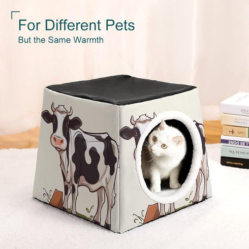 FekiLoot 3-in-1 Fashion Dairy Cow Capsule Pet Waterproof Removable Couch Pet Bed Foldable Cat Dog House Cat Dog Bed Cat
