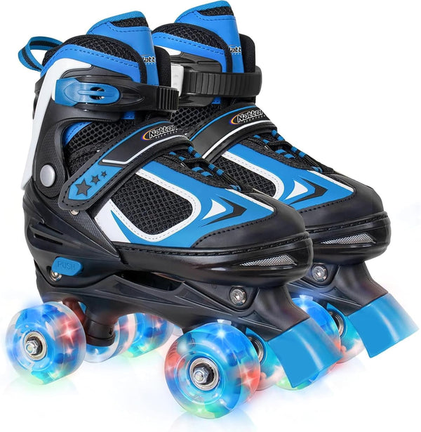 Nattork Kids Roller Skates for Boys Girls Kids, 4 Sizes Adjustable Quad