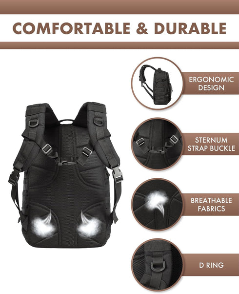 Tactical Laptop Backpack for Men, Black Military Bag