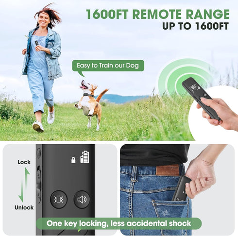 Dog Shock Collar, Electric Training Collar with Remote, 1600FT, Waterproof with 3 Training Modes for All Breeds