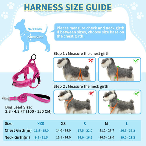 SlowTon No Pull Small Dog Harness and Leash Set, Puppy Soft Vest Harness, Reflective Lightweight Combo for Small Dogs