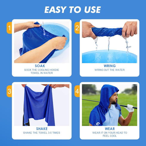 2 Pack 50 CSITE Cooling Hoodie Towels, Instant Cooling Towels for Neck and Face, UPF Sun Protection, Ice Towel for Hot