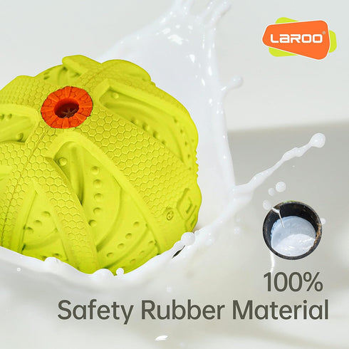 LaRoo Durable Natural Rubber Squeaky Dog Ball Toy, Teeth Cleaning Chew Toy for Medium and Large Dogs (9CM Green)