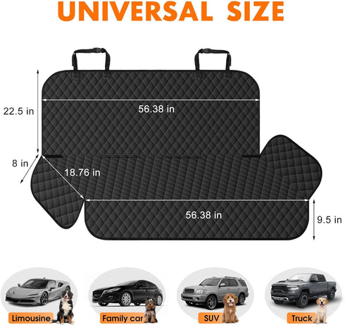 NECKORY Backseat Cover for Dogs, Waterproof and Non-Slip Pet Bench Seat Covers, Car Seat Protector for Back Seat