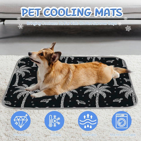 Generic 28" X22" Cats Dog Cooling Mat Ice Silk Car Mat for Dogs Palm Tree Motif Dog Ice Bed Washable Cooling Pad