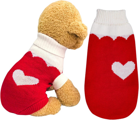 Pet Dog Knitted Sweaters Turtleneck Pajamas, Soft Winter Warm Clothing for Dogs and Cats, Valentine Christmas Apparel