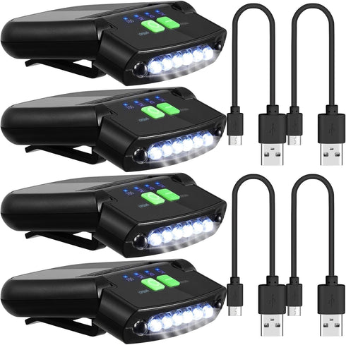 Mudder LED Clip on Cap Lights, USB Rechargeable Waterproof Ultra Bright Hat Flashlight for Fishing Camping
