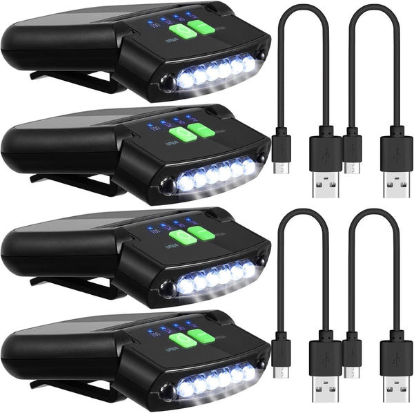 Mudder LED Clip on Cap Lights, USB Rechargeable Waterproof Ultra Bright Hat Flashlight for Fishing Camping