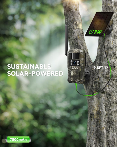 Xega 4G 7800mAh 950nm IP66 LTE Cellular Trail Camera with Livestreaming, No WiFi Game/Deer Cameras, Motion Activated