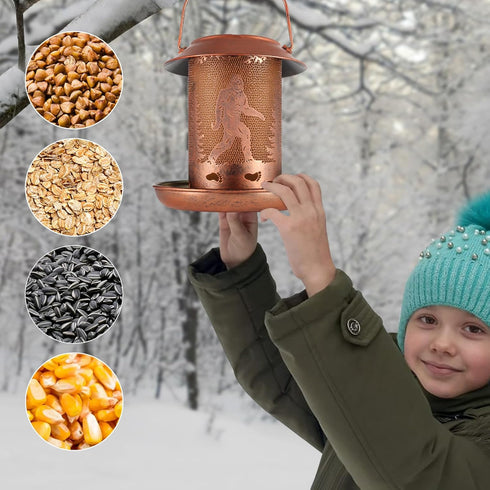 Bird Feeders for Outdoors, Solar Lanterns Waterproof Bigfoot Hanging Garden Decor for Yard, Patio, Lawn (Sasquatch