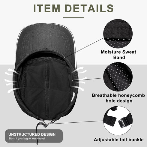 Oversize XXL Men's Quick Dry Baseball Cap, Cooling Breathable Mesh Sports Snapback Hat for Big Head