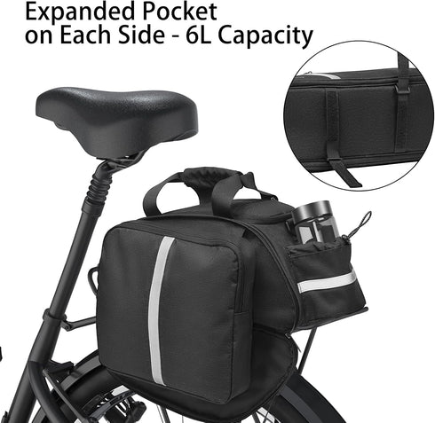 MOSISO Waterproof Bike Rack Bag, Rear Seat Bag Cycling Carrier, Reflective Cargo Storage with Water Bottle Holder