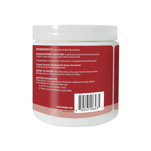 Nature's Logic Dehydrated Bone Broth Powder, 100% Natural Dog & Cat Topper, 6oz
