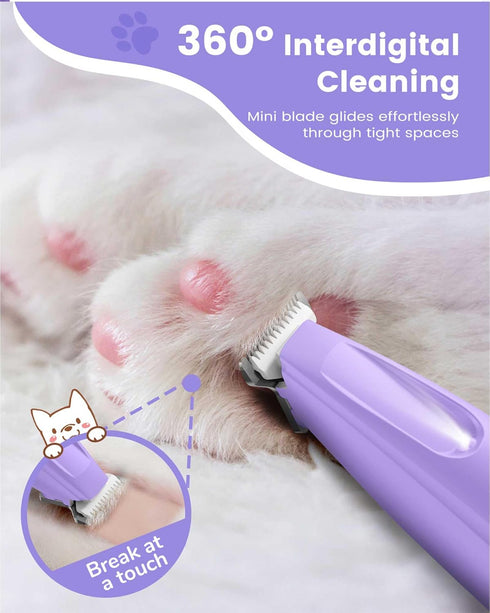 Trimmer 35dB Trimmers 2 PAPMINI Dog Paw with LED Light, Low Noise Paw for Dog's Feet, Speed Safety Electric Dog