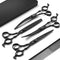 Purple Dragon Dog Grooming Scissors Set - 7 Inch Black Shears with Chunkers, Straight, Curved Scissors and Comb