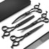 Purple Dragon Dog Grooming Scissors Set - 7 Inch Black Shears with Chunkers, Straight, Curved Scissors and Comb