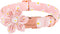 Adjustable Cotton Dog Collar with Pink Daisy Flower Tie, Safety Metal Buckle for Small Medium Large Dogs, Neck 10"-16"