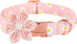 Adjustable Cotton Dog Collar with Pink Daisy Flower Tie, Safety Metal Buckle for Small Medium Large Dogs, Neck 10"-16"