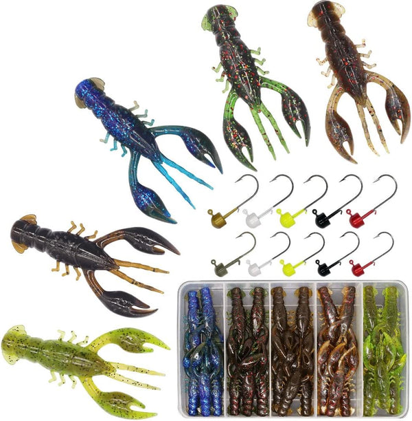 Ned Rig Kit with Finesse Baits, Soft Plastic Worms Fishing Lure for Bass Stick Swimbait Minnow Crawfish
