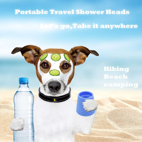 3 Pieces Portable Outdoor Shower for Dogs, Shower Head & Bottle Attachment, Works with 16 oz to 2 Liters