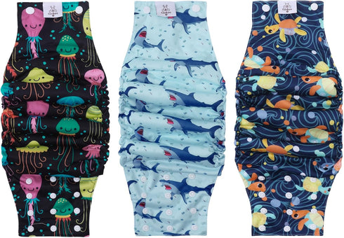 CuteBone Washable Dog Diapers for Male Dogs, Reusable Belly Band, 3pcs a Pack, KDM05XS