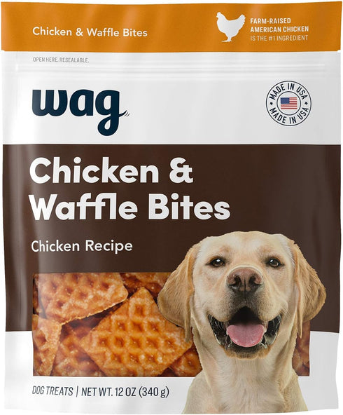 Amazon Brand - Wag Dog Treats, Chicken and Waffle Bites, 12 oz
