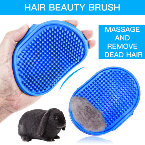 4 Pieces Rabbit Grooming Kit, Includes Rabbit Hair Remover, Grooming Brush, Steel Comb & Double-Sided Comb