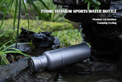 Outdoor 750ml Titanium Sports Bottle - Wide Mouth Flask Canteen for Camping Cycling Hiking Ti1507B