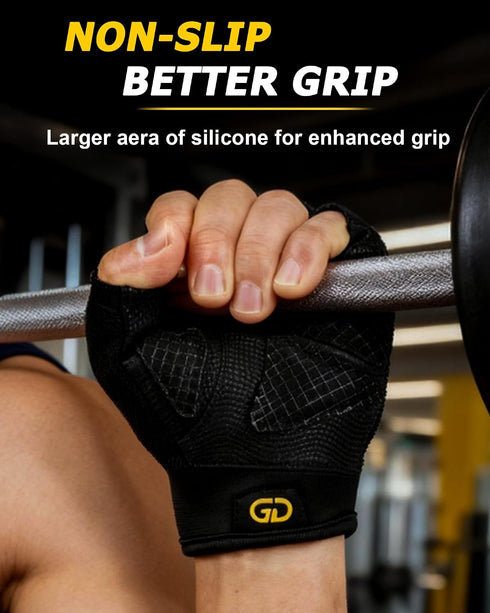 FitDA Workout Gloves for Men & Women - Fingerless Padded Weight Lifting Gloves with Non-Slip Grip & Short Wrist Design