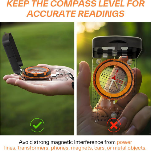Backpacking Sportneer Compass Hiking Survival, Camping Accessories Orienteering Compass with Mirror Boy Scout Compass