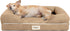Friends Forever Small Dog Bed, Orthopedic Memory Foam Couch Bed with Washable Cover - Khaki Beige