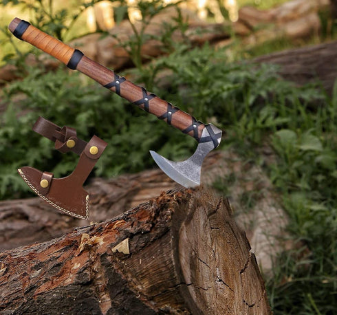 Viking Axe of Ragnar Lothbrok High Carbon Steel Hunting Axe with Leather Sheath