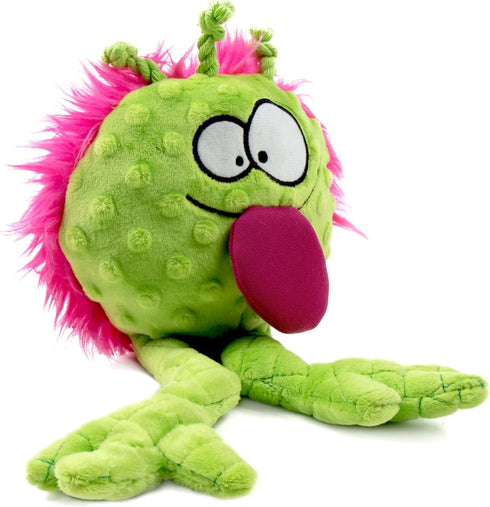 goDog PlayClean Germs Squeaky Plush Dog Toy - Lime, Small, with Odor-Eliminating Essential Oils