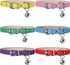 Weewooday 6 Pieces Leather Cat Collar with Bell, Cute Pet Kitten Collar for Boy Girl Cats, Safety Elastic Strap for
