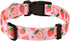 Dog Collar and Leash Set, Adjustable Cute Design with Bohemia Floral Patterns for Small Medium Large Dogs (Strawberry