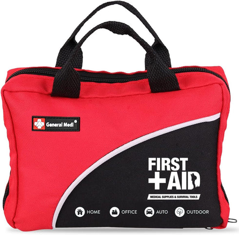First Aid Kit - 160 Pieces Compact and Lightweight, Including Cold Pack, Emergency Blanket, Moleskin Pad for Travel,