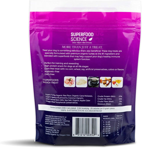 Organic Dog Treats for All Breeds, Semi-Soft Turkey Dog Training Jerky Snack Bites, 5 oz