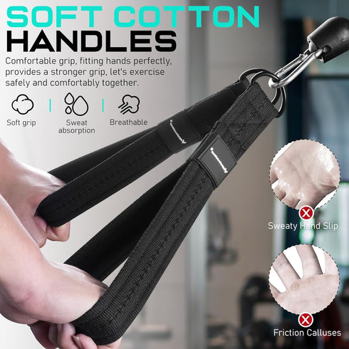 Tricep Rope Cable Attachment Handles, 13inch Exercise Handles for Gym, Tricep Pull Down Attachments for Strength
