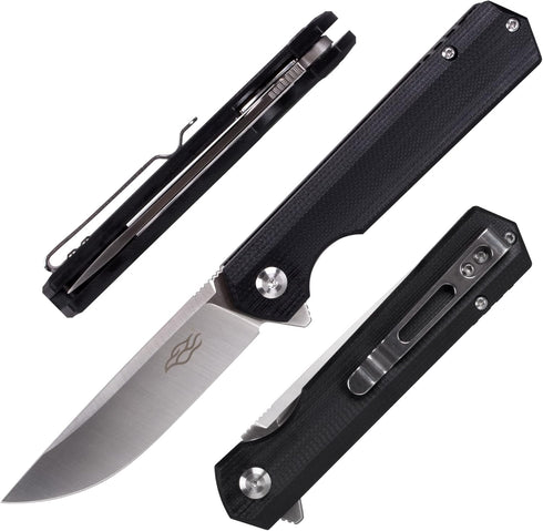 Firebird GANZO FH11 Pocket Folding Knife - D2 Steel Flip Blade, G10 Anti-slip Handle, Black