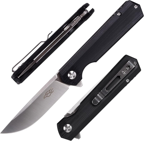 Firebird GANZO FH11 Pocket Folding Knife - D2 Steel Flip Blade, G10 Anti-slip Handle, Black