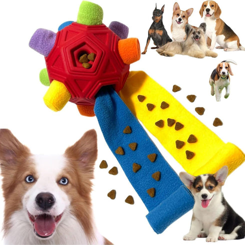 Furry Fellow Snuffle Ball Interactive Dog Toy - Hidden Treats for Slow Food Training and Playtime