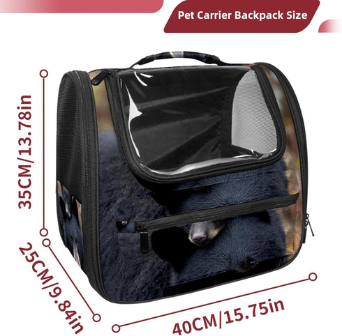 (1) Black Bears Mon Love Baby Transparent Pet Carrier for Travel Hiking for Kitty Small Dog