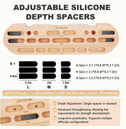 Wooden Hangboard Rock Climbing, Climbing Fingerboard with Mounting Kit for Bouldering, Finger Strength and Pull Up