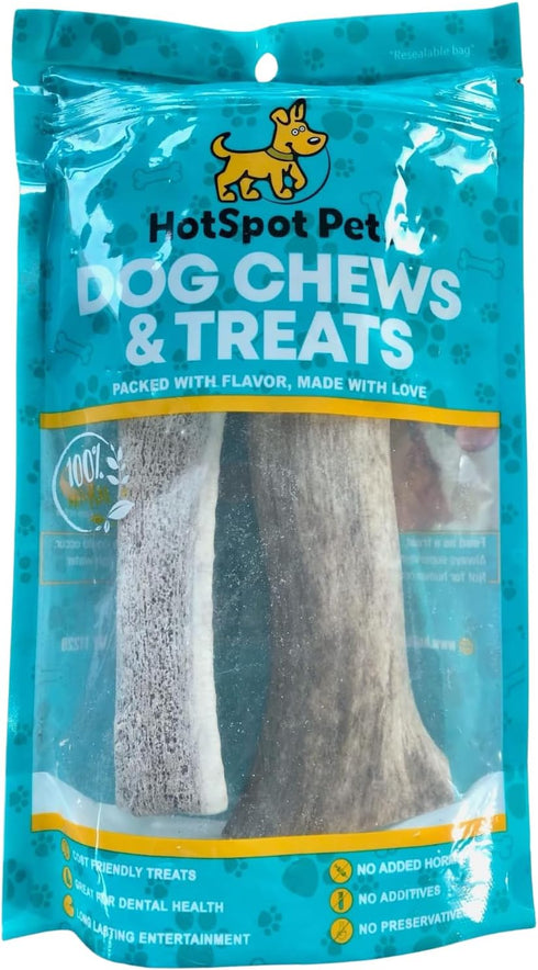 hotspot pets Split Elk Antlers for Dogs X-Large 8+ Inches- Premium Elk Antlers for Dogs 50+Lbs (2 Pack) Naturally Shed