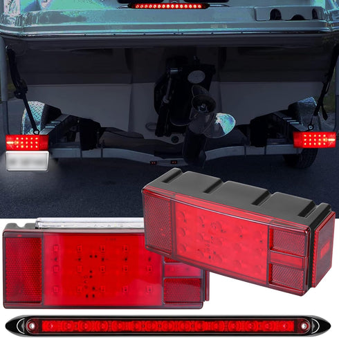 3rd 80" Inches LED Boat Trailer Lights, Submersible LED Trailer Light Kit w/Wiring Harness Combined Stop Tail Lights